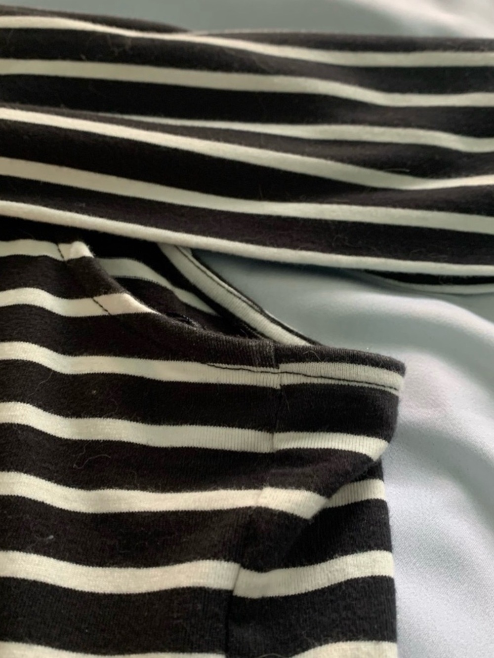 Anthropologie Black and White Striped Off-Shoulder Crop Top - Picture 7 of 8